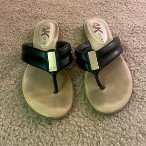 Anne Klein Sport Black Leather Flipflops
